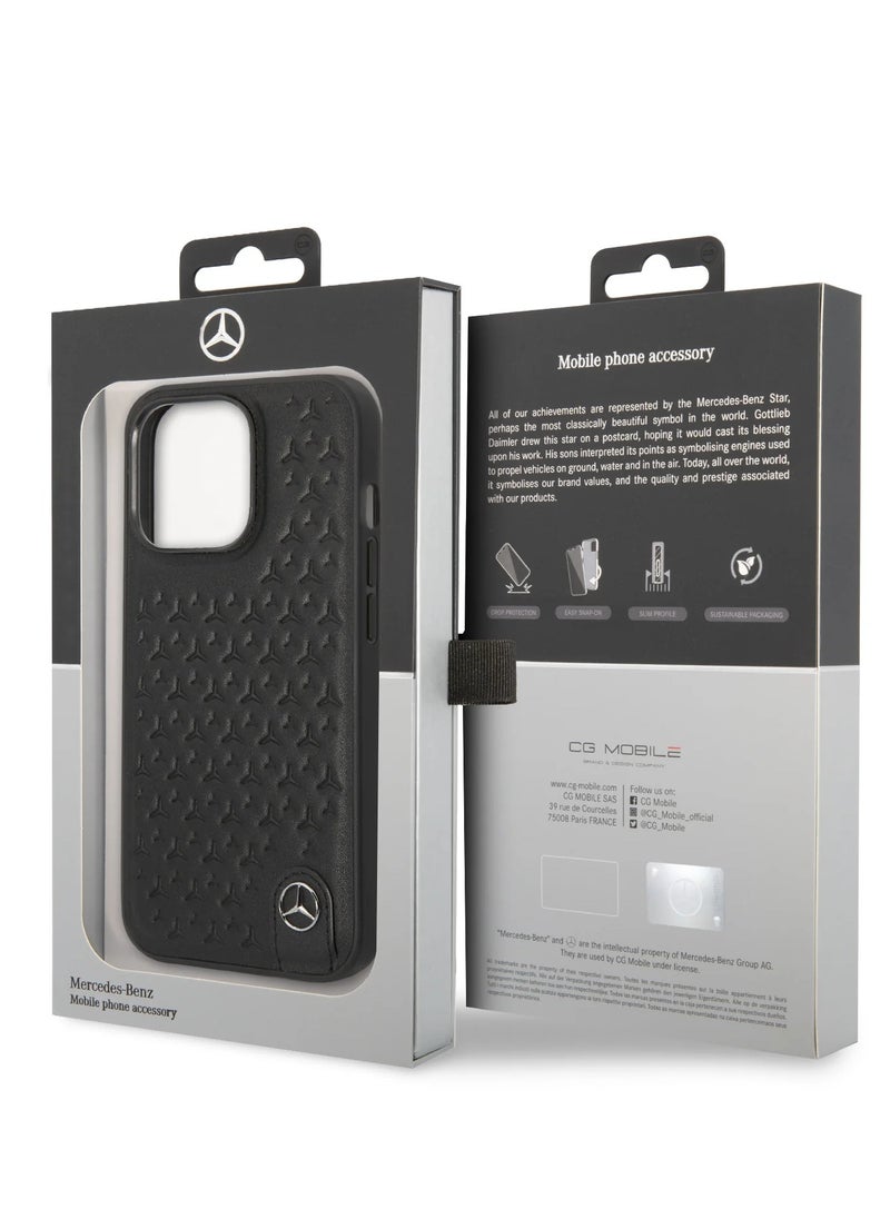 Mercedes-Benz iPhone 14 Pro - Leather Black Star Pattern - Mercedes-Benz  - Image 3