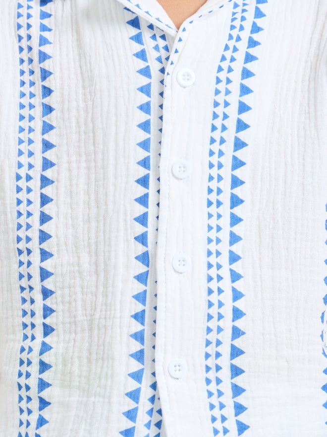 Styli Boys Striped Resort Collar Shirt and Shorts Set - Image 3