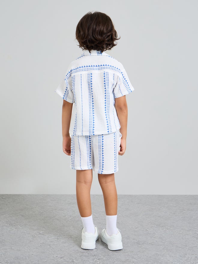 Styli Boys Striped Resort Collar Shirt and Shorts Set - Image 5