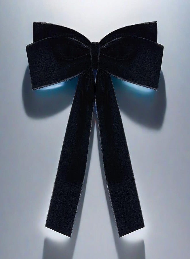 Izpack Long Velvet Bow Brooch Pre-Tied Bowknot Neck Tie Brooches Pin Fabric Ribbon Collar Lapel Pins Clip Dress Suit Shirts Bouquet Corsage Dainty Jewelry for Women Girls Wedding Birthday Prom Party (Black) - Image 5