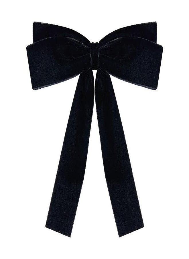 Izpack Long Velvet Bow Brooch Pre-Tied Bowknot Neck Tie Brooches Pin Fabric Ribbon Collar Lapel Pins Clip Dress Suit Shirts Bouquet Corsage Dainty Jewelry for Women Girls Wedding Birthday Prom Party (Black) - Image 1