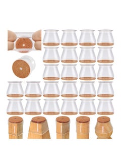 Beauenty Upgraded silicone chair leg floor protectors for hardwood floors, felt bottom furniture pads, round and square cap covers, non-slip, scratch-able and noise-reducing, transparent, 24 pieces  - Image 1
