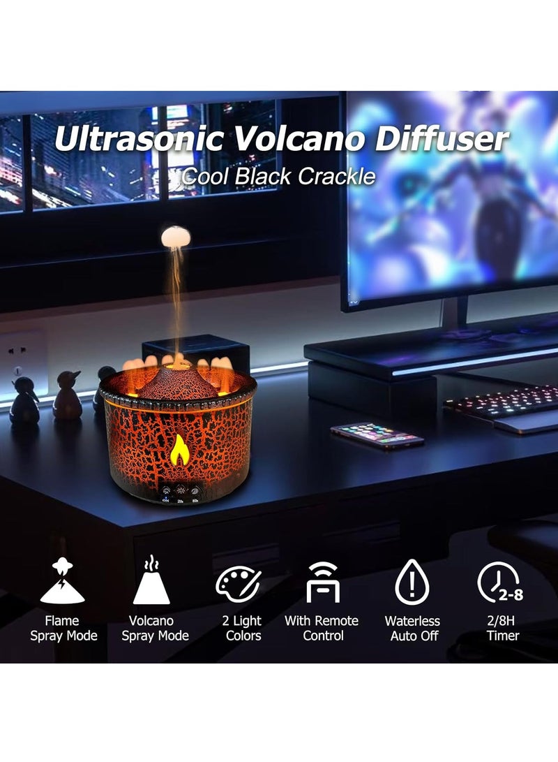 general Simulated Volcano Aromatherapy Machine Flame Humidifier Air Diffuser Timer and Waterless Auto-Off For Home Office Yoga Gym - Image 3