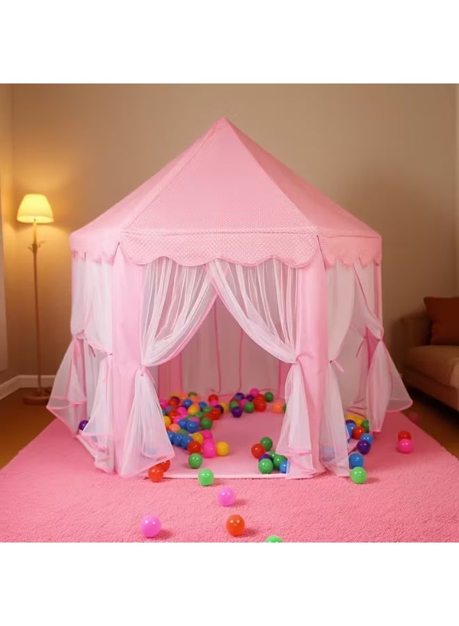 BLOOMING TIME Girls Game Tent, Hexagonal Princess Tent, Children's Tent Game House, Indoor and Outdoor Oversized Tulle Mosquito Net - Image 1