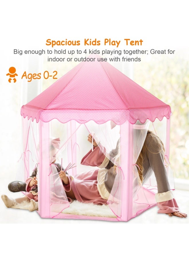 BLOOMING TIME Girls Game Tent, Hexagonal Princess Tent, Children's Tent Game House, Indoor and Outdoor Oversized Tulle Mosquito Net - Image 5