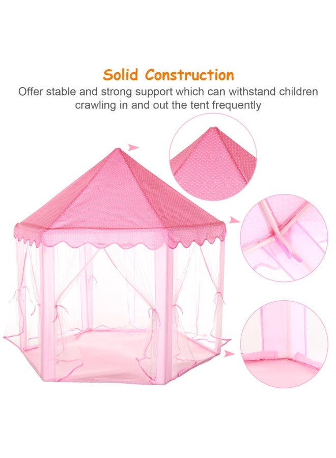 BLOOMING TIME Girls Game Tent, Hexagonal Princess Tent, Children's Tent Game House, Indoor and Outdoor Oversized Tulle Mosquito Net - Image 2