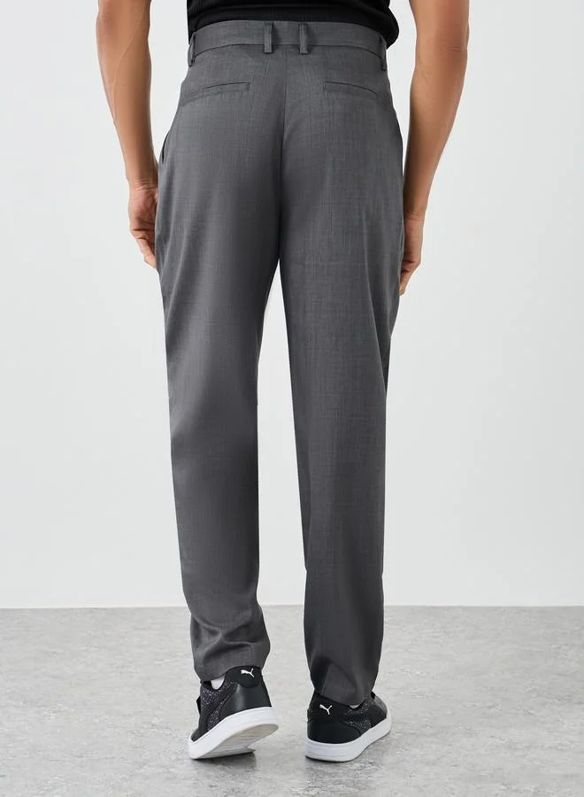 Styli Styli Men Grey Straight Fit Pleated Trousers