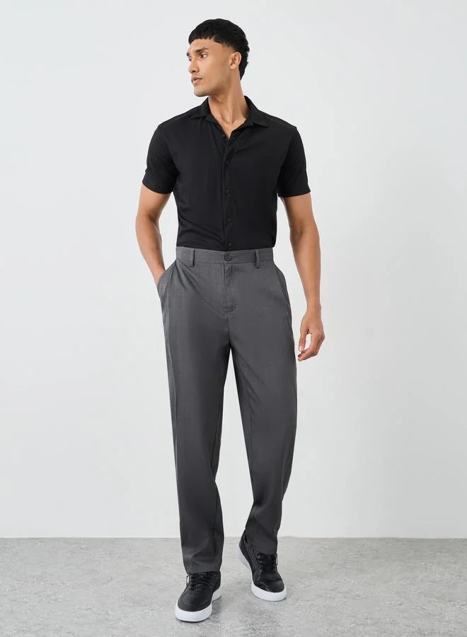 Styli Styli Men Grey Straight Fit Pleated Trousers