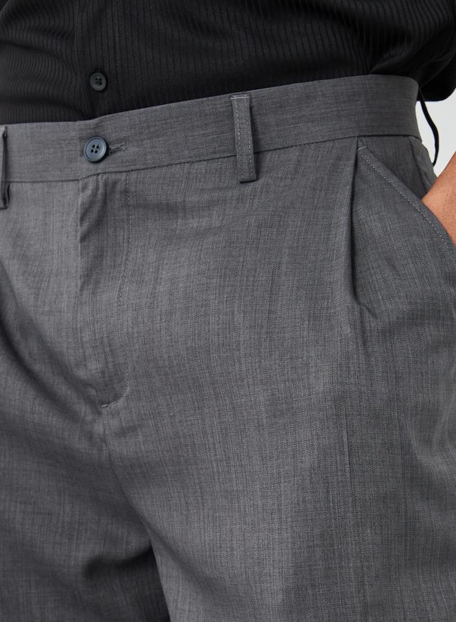ستايلي بنطلون ستايلي رجالي رمادي بقصة مستقيمة وطيات - Image 3