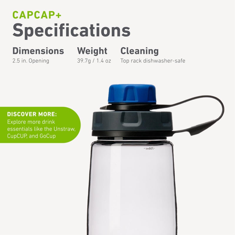 humangear CapCAP+ | Converts Wide-Mouth Openings | Secure Easy Open, Blue - Image 5