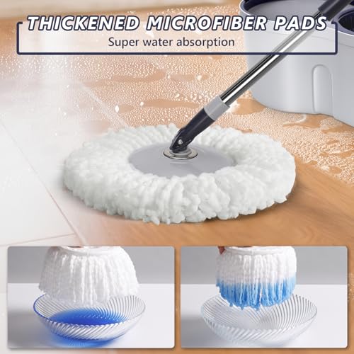 Masthome Spin Mop and Bucket Set,Masthome EasyWring Microfiber Spin Mop with 3 Mop Pads,Pedal Spinning Mops and Bucket with Wringer Set for Floor Cleaning - Home & Office Suitable - Image 3