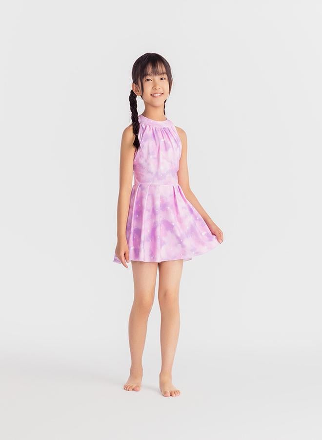 DECATHLON Girl's One Piece Skirt Swimsuit - 1P MINI AMBER SKY - Image 1