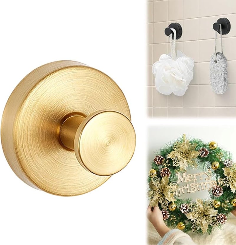 Gold Suction Cup Hooks For Wreaths On Glass No Drill Hangers For Doors Towel Hooks For Bathroom Mirror - Image 1