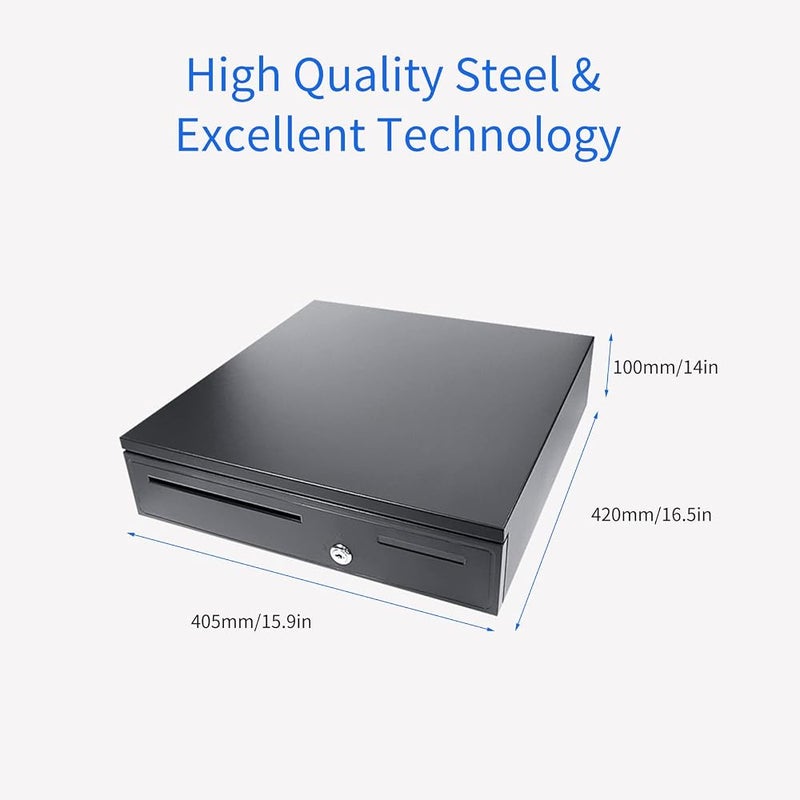 OUNA cash box，POS Cash Register Drawers Cashier Cashbox with 5 Bill 5 Coin Money Register RJ11 Interface with Money Tray and Lock Movable Coin Tray Smart POS System - Image 2