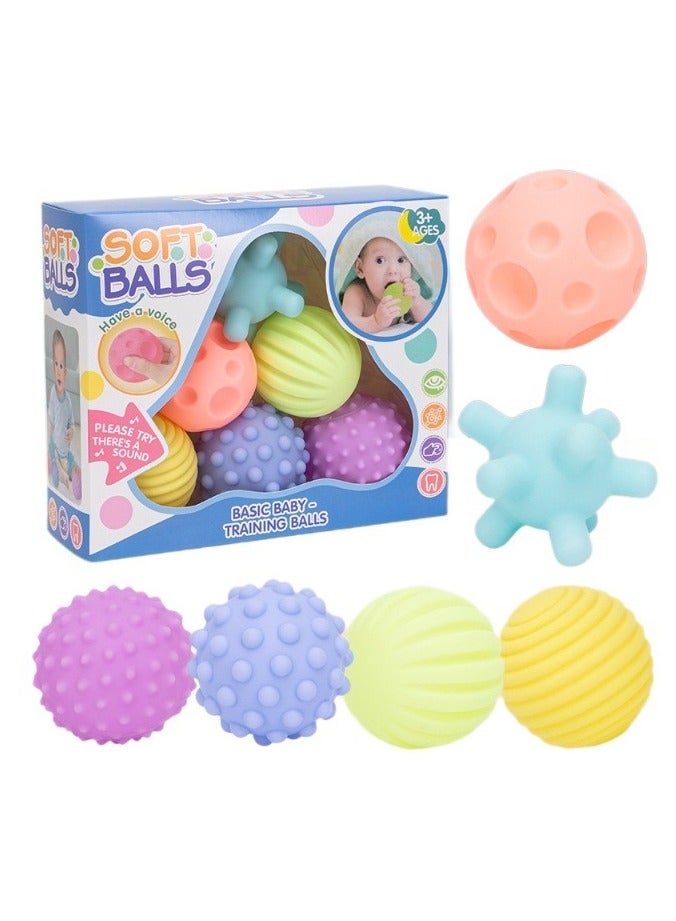 6-Pieces Of Sensory Touch Multiple Textured Baby Balls with BB Sound Bath Education,Water Bath Toy and Stress Relief Ball Set - Image 1