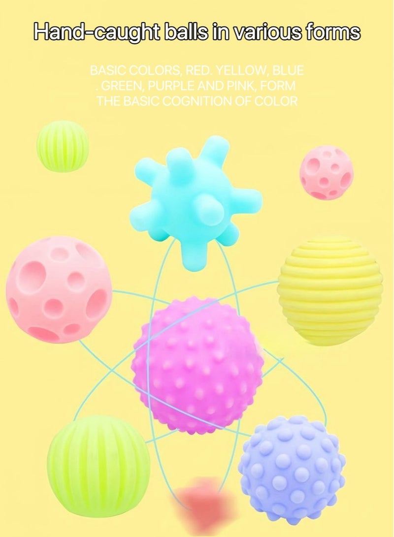 6-Pieces Of Sensory Touch Multiple Textured Baby Balls with BB Sound Bath Education,Water Bath Toy and Stress Relief Ball Set - Image 2