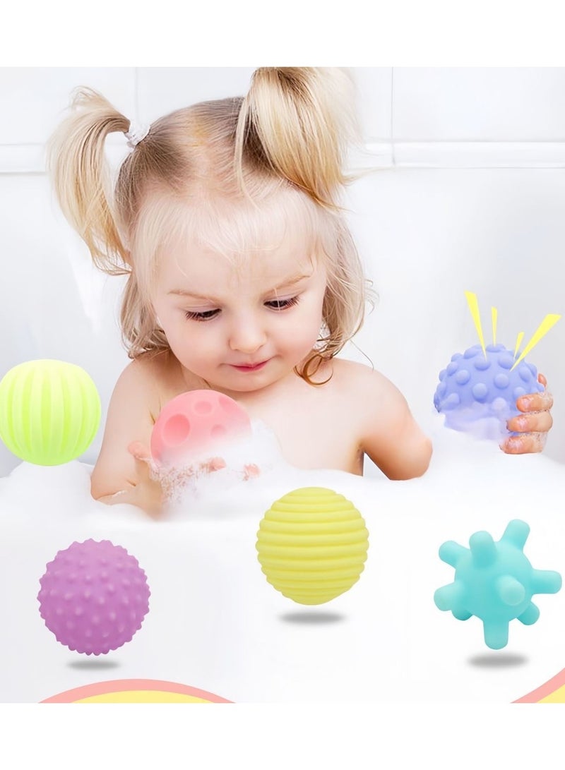 6-Pieces Of Sensory Touch Multiple Textured Baby Balls with BB Sound Bath Education,Water Bath Toy and Stress Relief Ball Set - Image 3
