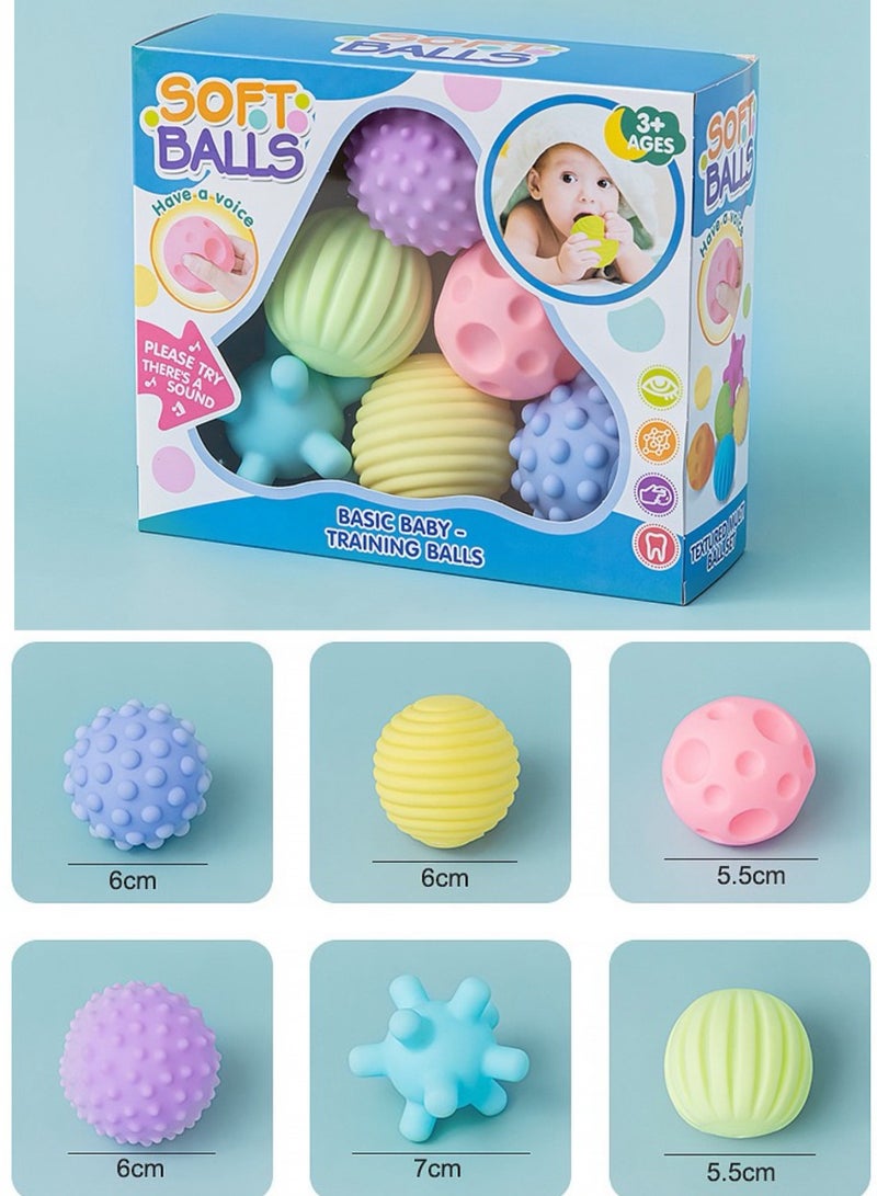 6-Pieces Of Sensory Touch Multiple Textured Baby Balls with BB Sound Bath Education,Water Bath Toy and Stress Relief Ball Set - Image 4