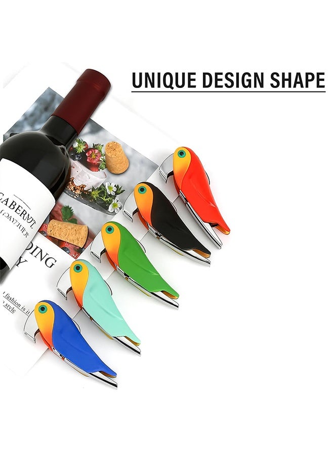 فتاحة نبيذ احترافية للنادلين والعاملين في البار مع قاطع رقائق معدنية - فتاحة زجاجات يدوية، شكل طائر مزدوج المفصلات 3 في 1 (أسود) - Image 3