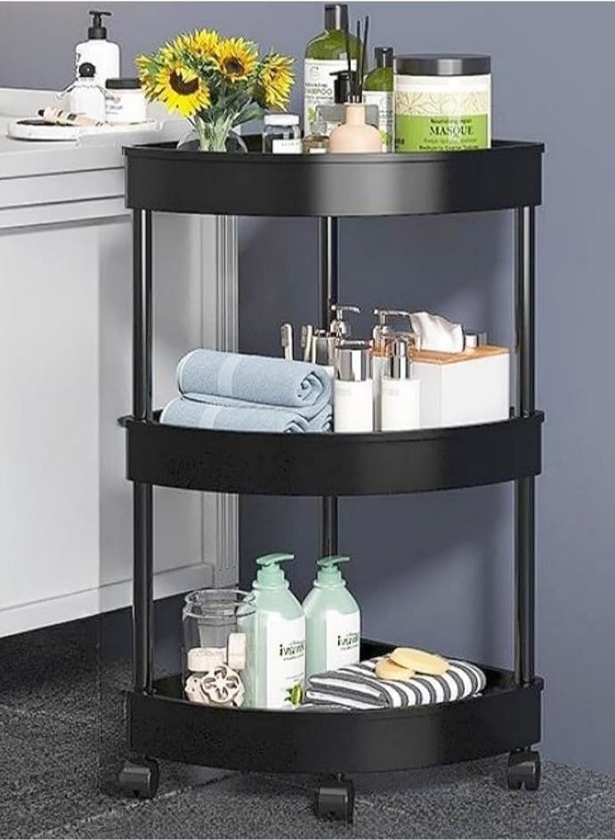 BLOOMING TIME 3-Tier Rolling Storage Cart,Corner Shelves， Multi-Purpose Organizer for Bathroom, Office & Kitchen, Plastic Shower Caddy Organizer Shelf, Easy to Assemble & Move - Image 4