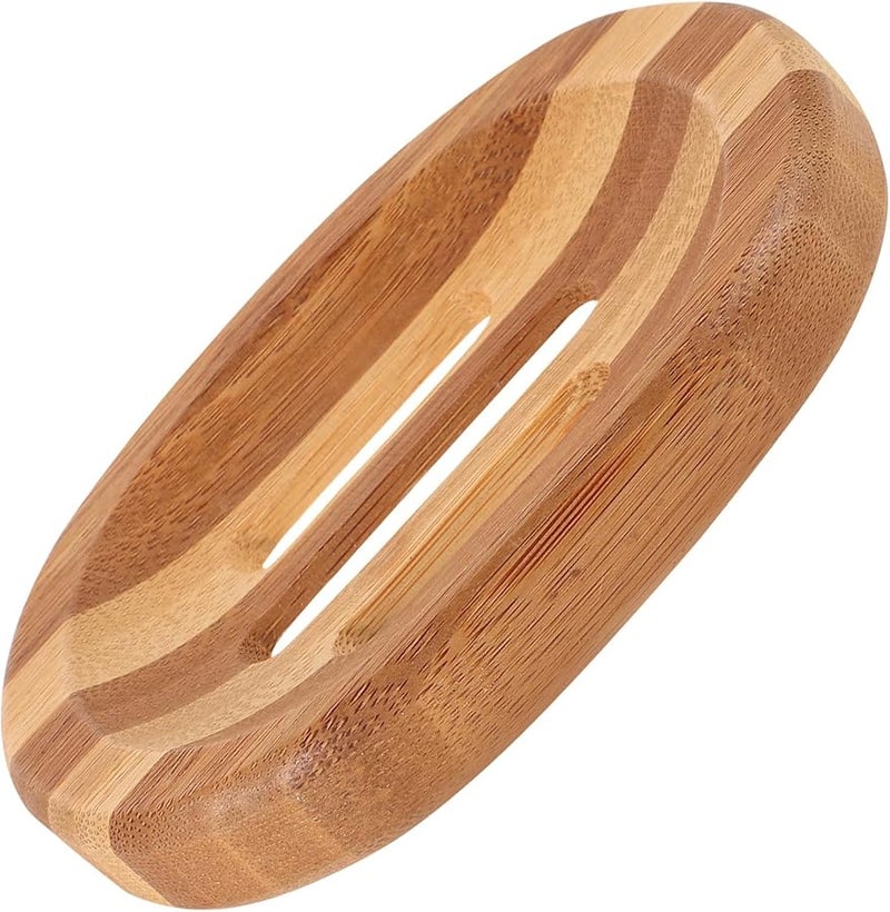 Rustic Wooden Soap Dish Holder Anti Slip for Shower and Bathroom 12 5X8 5X2 CM - Image 1