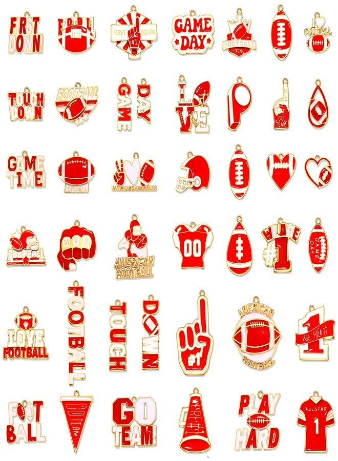 CEALXHENY 40PCS Game Day Charms for Bracelet Making Enamel Football Charms for Bracelet Necklace Earrings Jewelry Making DIY Football Mom Accessories Gifts (Red White) - Image 1