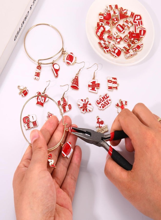 CEALXHENY 40PCS Game Day Charms for Bracelet Making Enamel Football Charms for Bracelet Necklace Earrings Jewelry Making DIY Football Mom Accessories Gifts (Red White) - Image 5