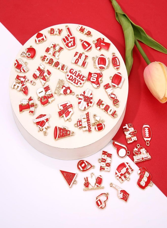 CEALXHENY 40PCS Game Day Charms for Bracelet Making Enamel Football Charms for Bracelet Necklace Earrings Jewelry Making DIY Football Mom Accessories Gifts (Red White) - Image 4