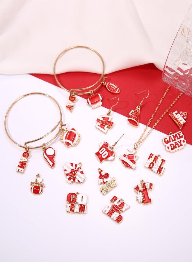 CEALXHENY 40PCS Game Day Charms for Bracelet Making Enamel Football Charms for Bracelet Necklace Earrings Jewelry Making DIY Football Mom Accessories Gifts (Red White) - Image 2