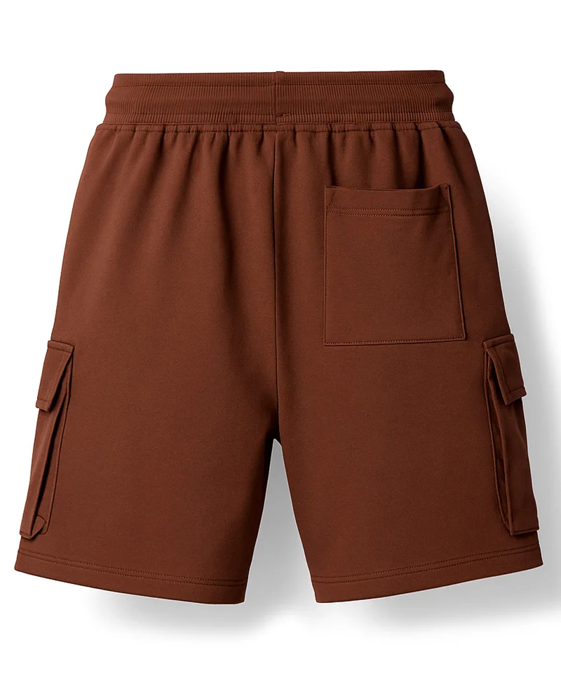 Pine Kids Pine Kids Looper Knit Above Knee Length Shorts With Text Badge - Brown
