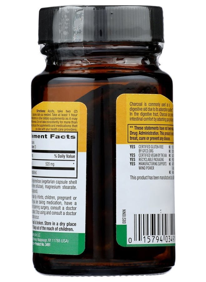 Country Life Coconut Activated Charcoal Capsules, 260mg – Natural Charcoal Supplement for Gas and Bloating Relief - Gluten-Free, 40 Vegan Capsules - Image 2