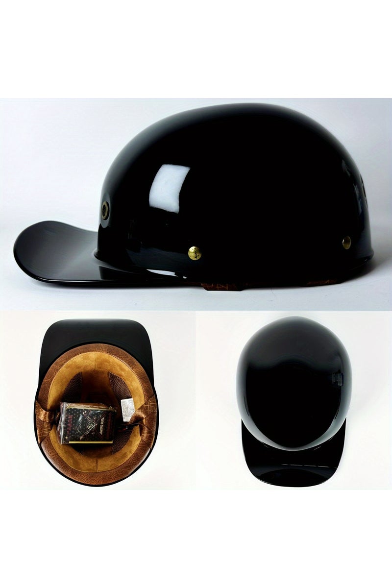 XL Bright-black Motorcycle Helmet Electric Vehicle Riding Locomotive for Harley Retro Half Helmet Fo