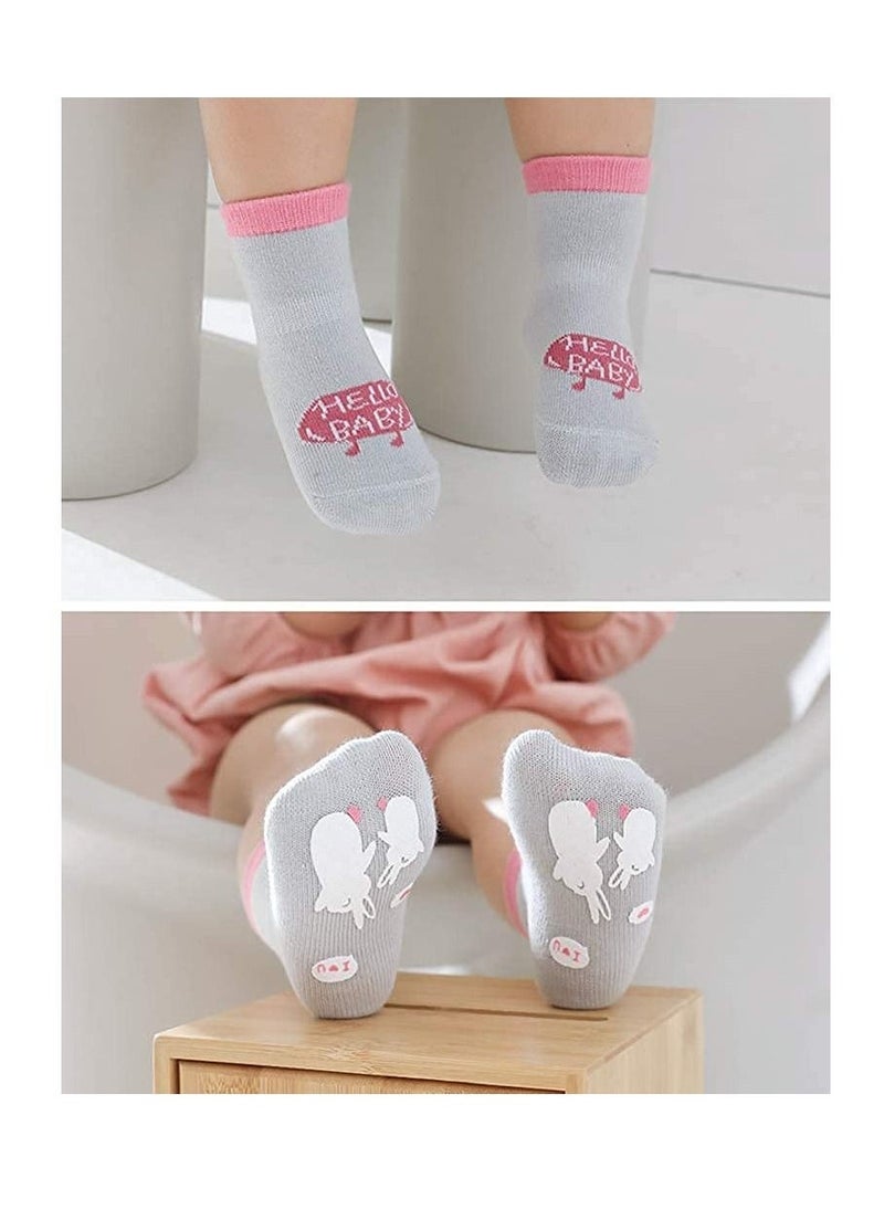 Excefore Baby Toddler Non-skid Socks Little Girls Cute Cartoon Floor Socks 8-Pairs 8-36M  - Image 3