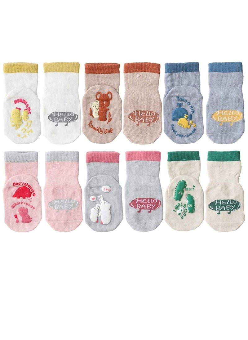 Excefore Baby Toddler Non-skid Socks Little Girls Cute Cartoon Floor Socks 8-Pairs 8-36M  - Image 1