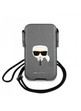 جراب جوال مع رباط فضي كارل لاغرفيلد Karl lagerfeld PU Saffiano Pouch With Karl's Head Large - pzsku/ZA0FD8753088F9691A449Z/45/1746899965/aa46da93-5502-4745-aad5-5854b57345fa