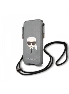 Karl Lagerfeld Karl lagerfeld PU Saffiano Pouch With Karl's Head Large - Silver  - Image 2