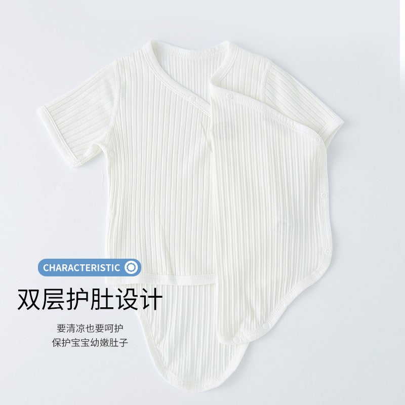 Baby Wrap Fart Clothes Summer Thin Newborn Clothes Jumpsuit Female Baby Triangle Hare Clothes Summer Baby Belly Protection - Image 3