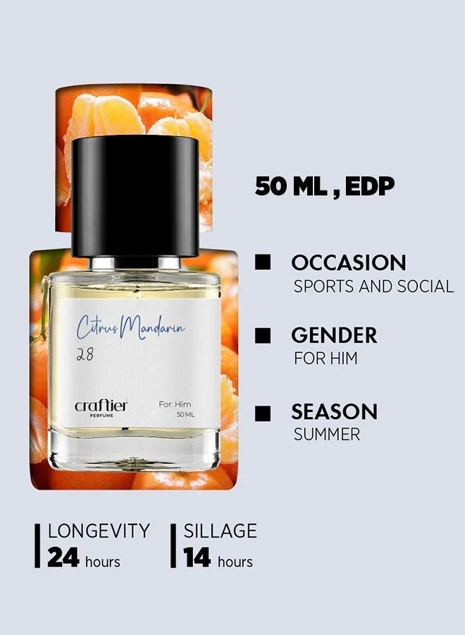 Craftier Perfume 50 CITRUS MANDARIN - Inspired of-INVICTUS, Eau De Parfum for Men - 50ml, Long Lasting Citrus Fragrance Upto 24 Hrs, Travel Size Men's Perfume for Men | Best Price UAE