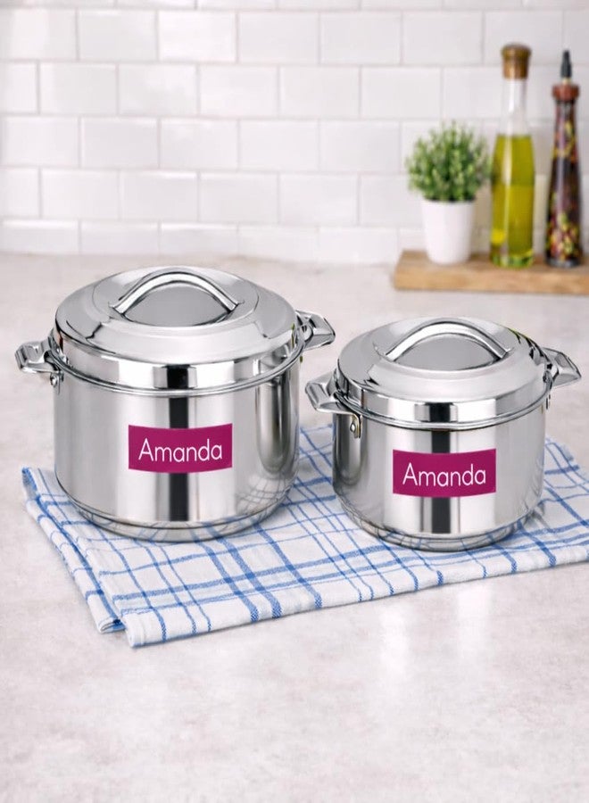 Amanda Stainless Steel Casserole |Available in 2000ml, 3000ml & 4000ml | Hot Pot for Roti, Sabji, Biryani | Daily Use Serving with Lid | Durable & Rust-Free (Casserole set of 2-3000ML & 4000ML) - Image 1
