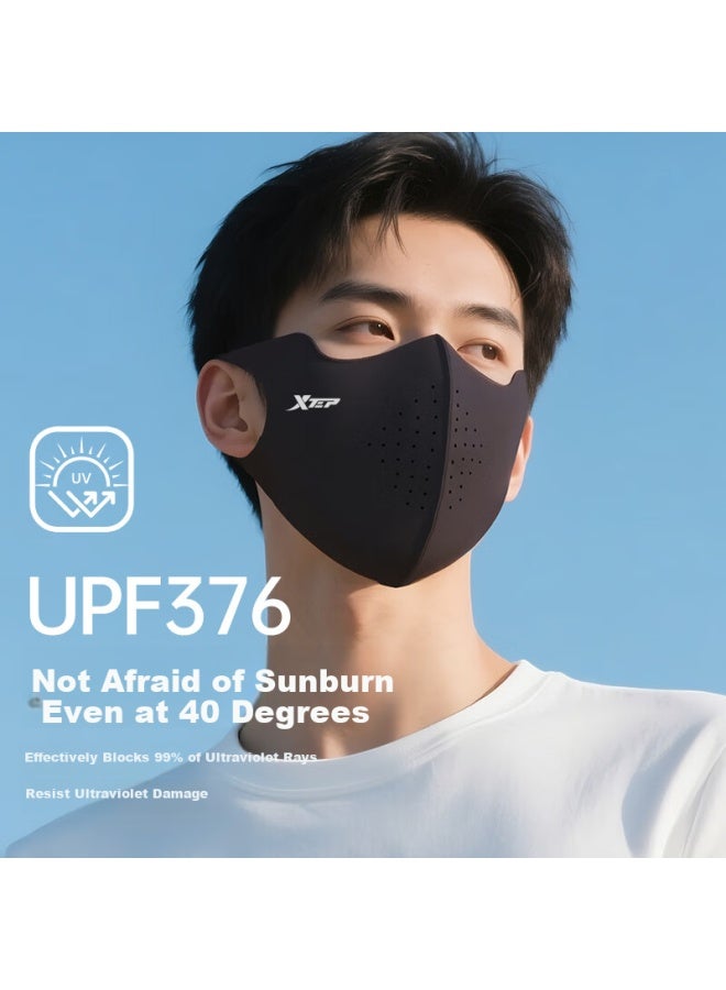 Xtep Sun Protection Mask Summer Thin Face Mask Men And Women Uv Protection Ice Silk Cool Feeling Cycling Black - Image 2