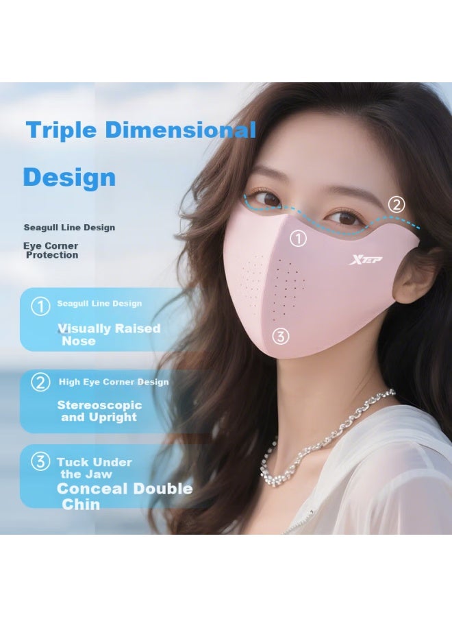 Xtep Sun Protection Mask Summer Thin Face Mask Men And Women Uv Protection Ice Silk Cool Feeling Cycling Black - Image 4