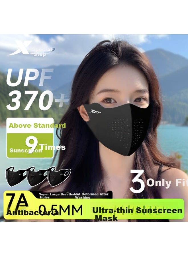 Xtep Sun Protection Mask Summer Thin Face Mask Men And Women Uv Protection Ice Silk Cool Feeling Cycling Black - Image 1