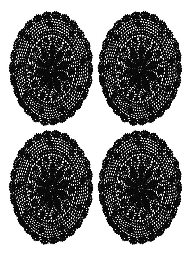 PHANTOMON Crochet Doilies Handmade Round Cotton Lace Table Placemats Knitted Tablecloth, Star Pattern Rippled Edge, Pack of 4 - Image 1