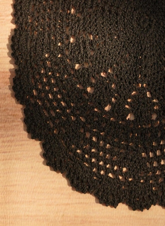 PHANTOMON Crochet Doilies Handmade Round Cotton Lace Table Placemats Knitted Tablecloth, Star Pattern Rippled Edge, Pack of 4 - Image 4