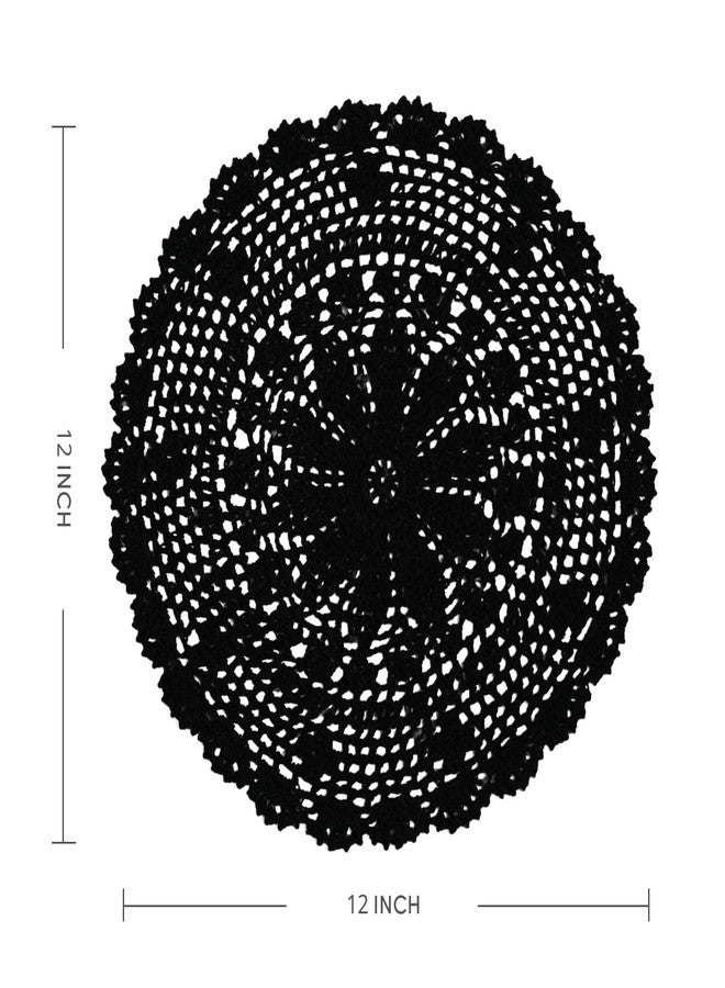 PHANTOMON Crochet Doilies Handmade Round Cotton Lace Table Placemats Knitted Tablecloth, Star Pattern Rippled Edge, Pack of 4 - Image 5
