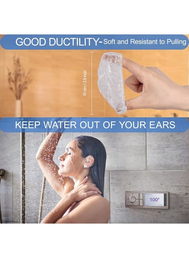 MORGLES 50 Pcs Ear Covers for Shower with 80 Pcs Shower Caps, Waterproof Ear Covers and Large Disposable Plastic Caps for Bathing, Hair Dye, Conditioning in Home Hotel Travel - Image 2