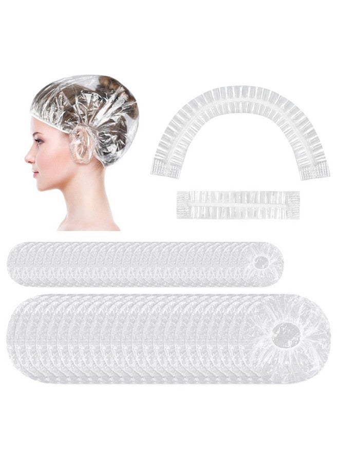 MORGLES 50 Pcs Ear Covers for Shower with 80 Pcs Shower Caps, Waterproof Ear Covers and Large Disposable Plastic Caps for Bathing, Hair Dye, Conditioning in Home Hotel Travel - Image 1
