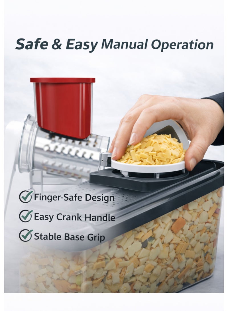 TSUMAB Manual Drum Grater & Slicer – 3-in-1 Stainless Steel Vegetable, Cheese & Nut Grater - Image 4