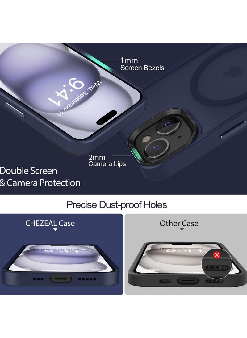 ماركة غير محددة - حالة مغناطيسية لـ iPhone 13/14 Case متوافقة مع حماية Magsafe العسكرية للحماية الشفافة غير اللامعة في حالة هاتف مضاد للصدمات (Blue) - Image 1