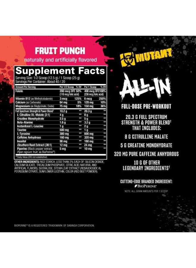 Mutant Madness All In Full Dose Pre-Workout 500g Blue Raspberry Flavour - Image 5